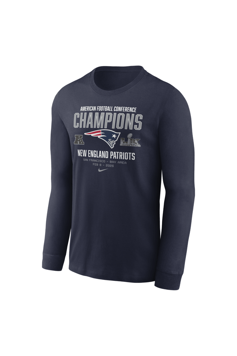 Men's Nike Navy New England Patriots 2025 AFC Champions Team Nation Long Sleeve T-Shirt, Alternate, color, Navy