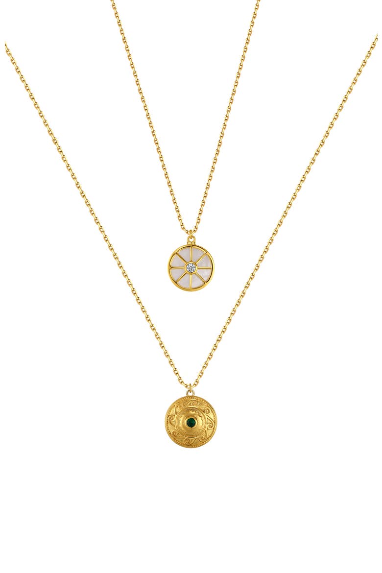 Compass Layered Necklace Set, Main, color, Gold