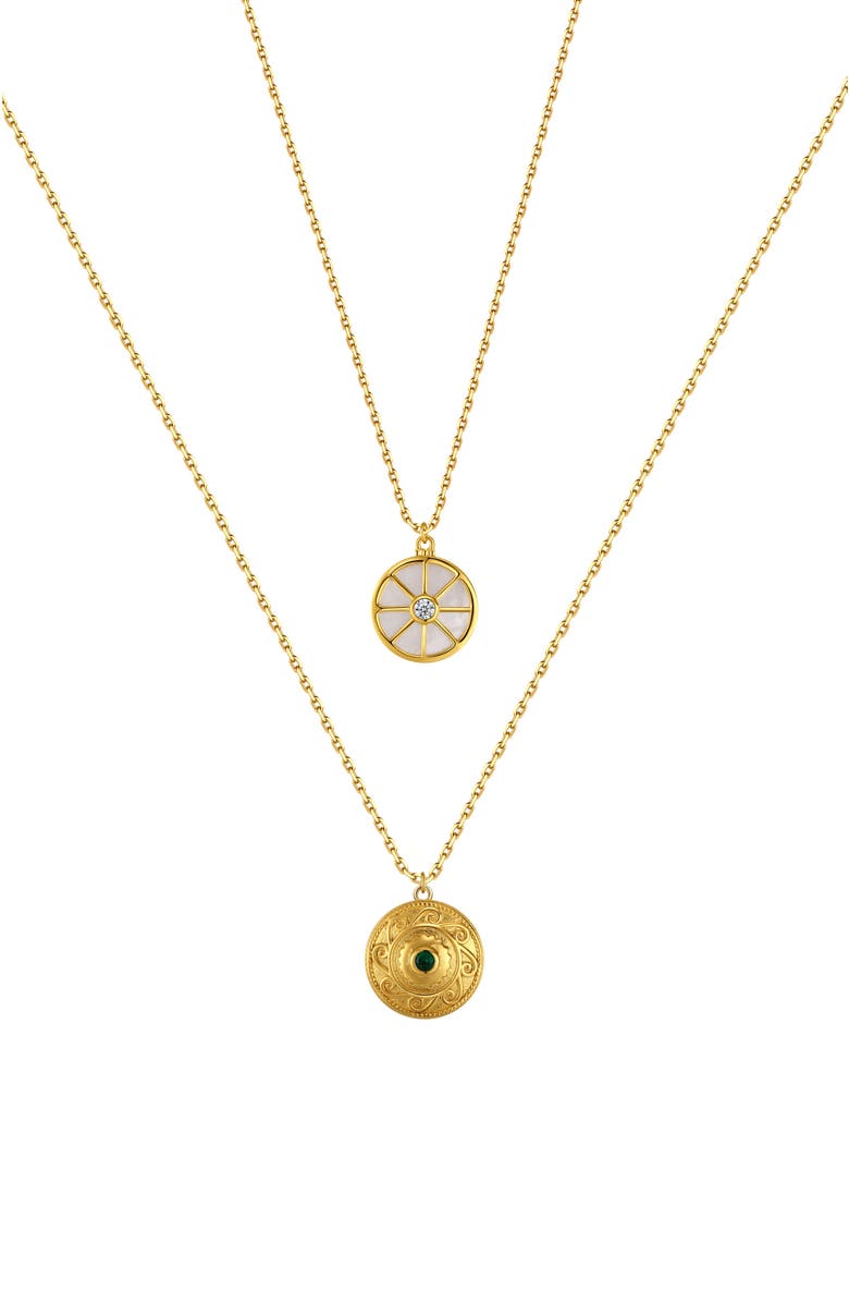 RETRO CHIC Compass Layered Necklace Set, Main, color, Gold