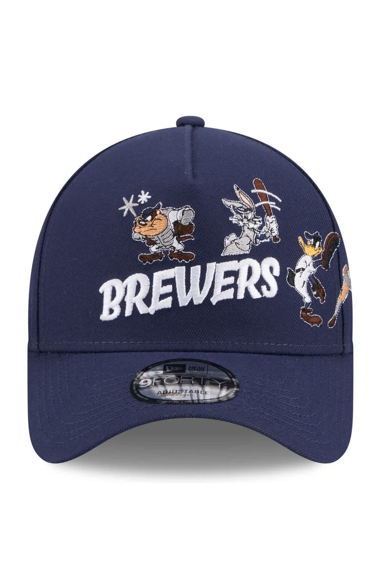 New Era Youth New Era Navy Milwaukee Brewers Looney Tunes A-Frame 9FORTY Adjustable Hat, Alternate, color, Navy