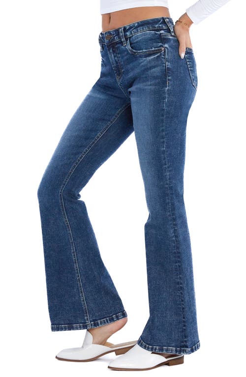 Hint Of Blu Mid Rise Flare Jeans In Victorian Blue