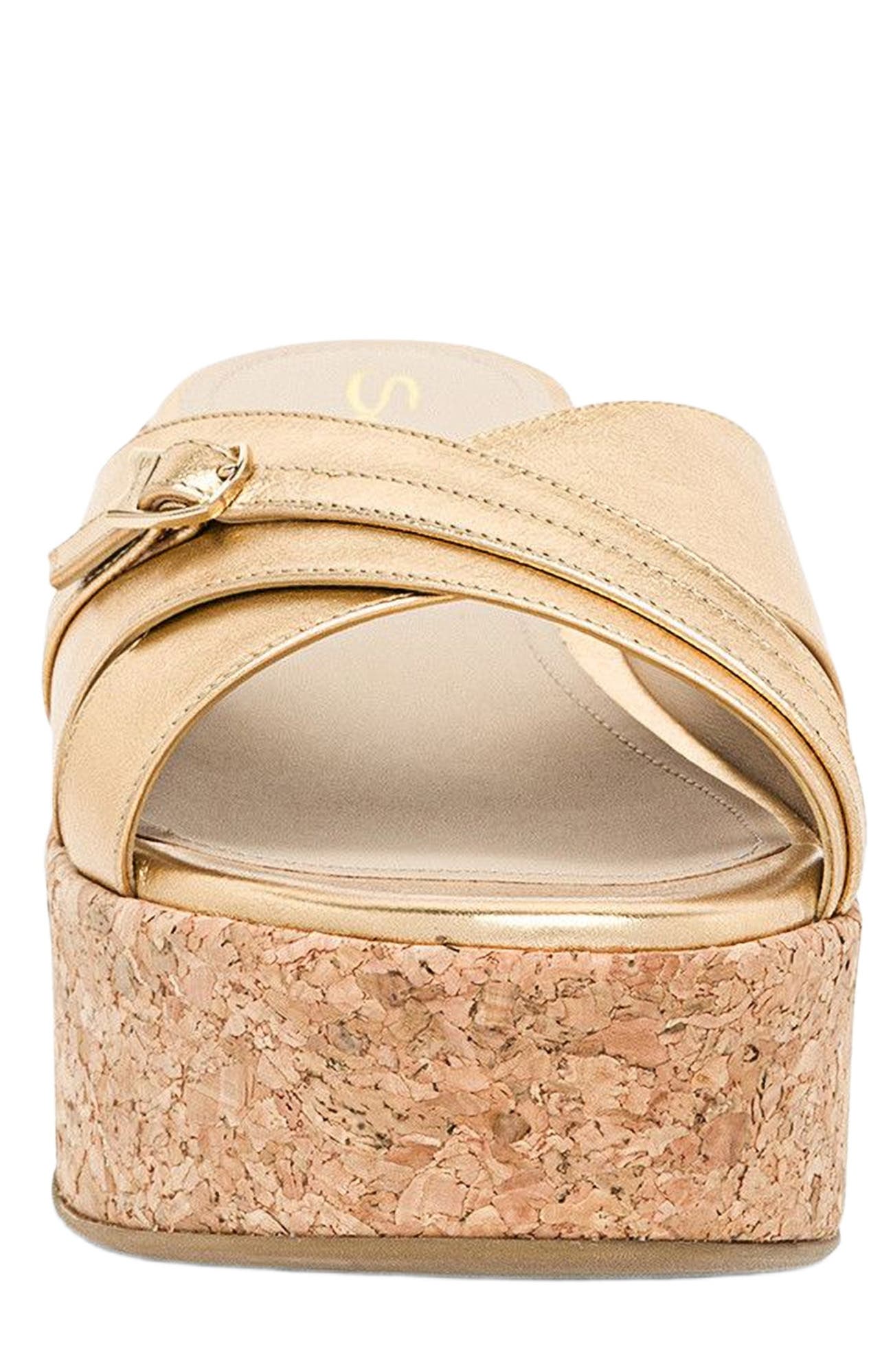 Santoni Women's laminated leather wedge, Alternate, color, Gold