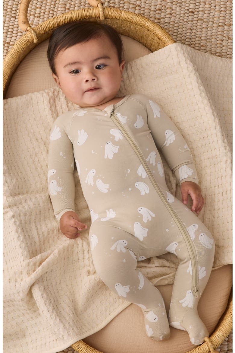 Kids' Dancing Ghosts Footie, Alternate, color, WARM-GREY