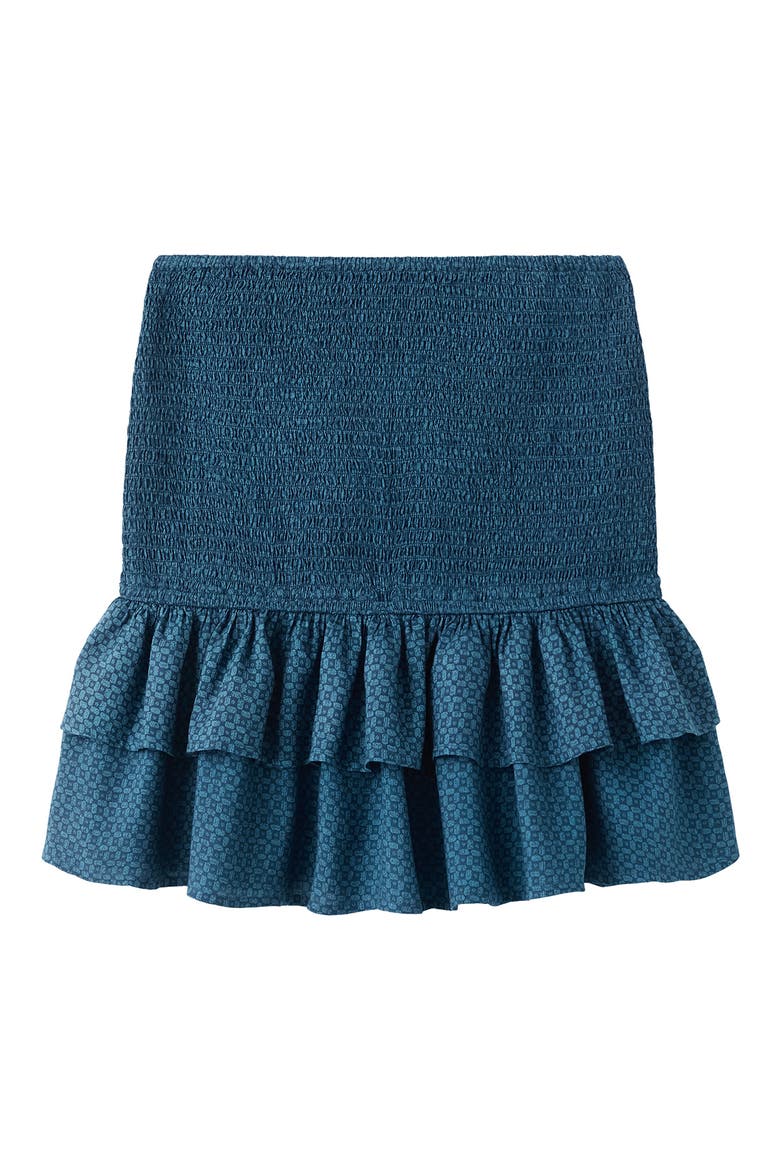 Tired Ruffle Print Skirt, Main, color, NAVY