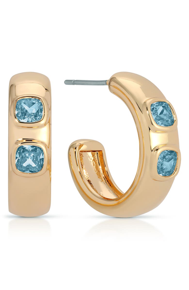 Ettika Favorite Dainty Open Hoop Earrings, Main, color, Blue