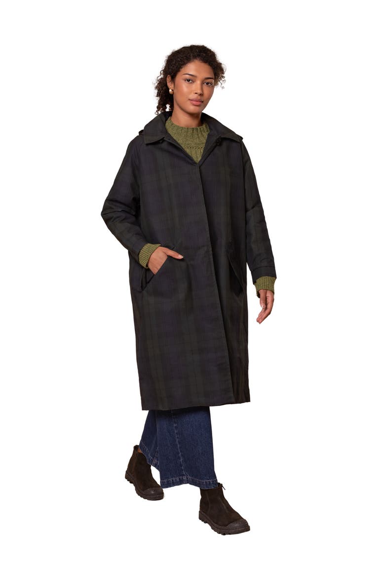 British Waxed Cotton Trench Coat, Alternate, color, Blackwatch
