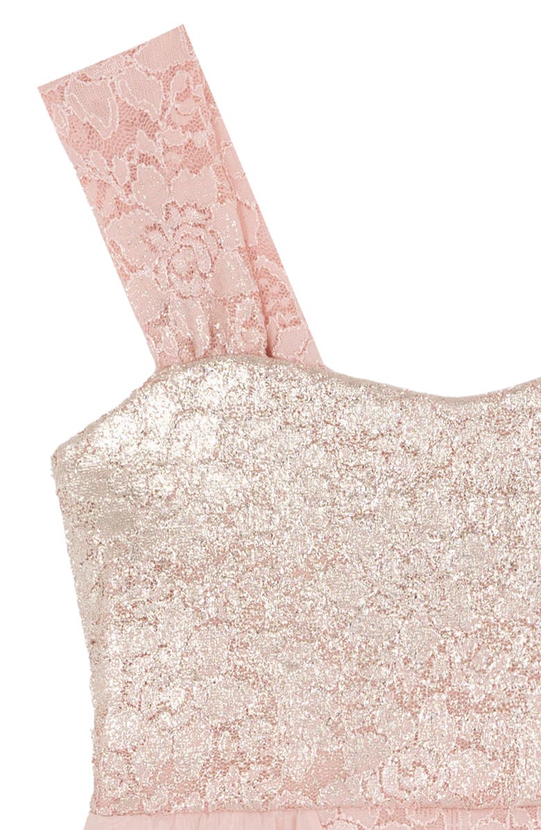 Rare Editions Kids' Floral Lace & Chiffon Dress, Alternate, color, Blush