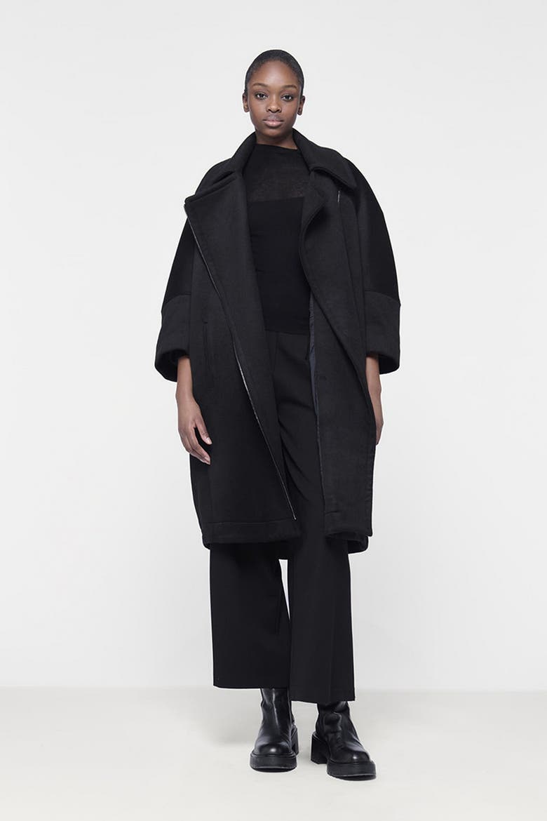 Boxy Biker Coat, Alternate, color, Black