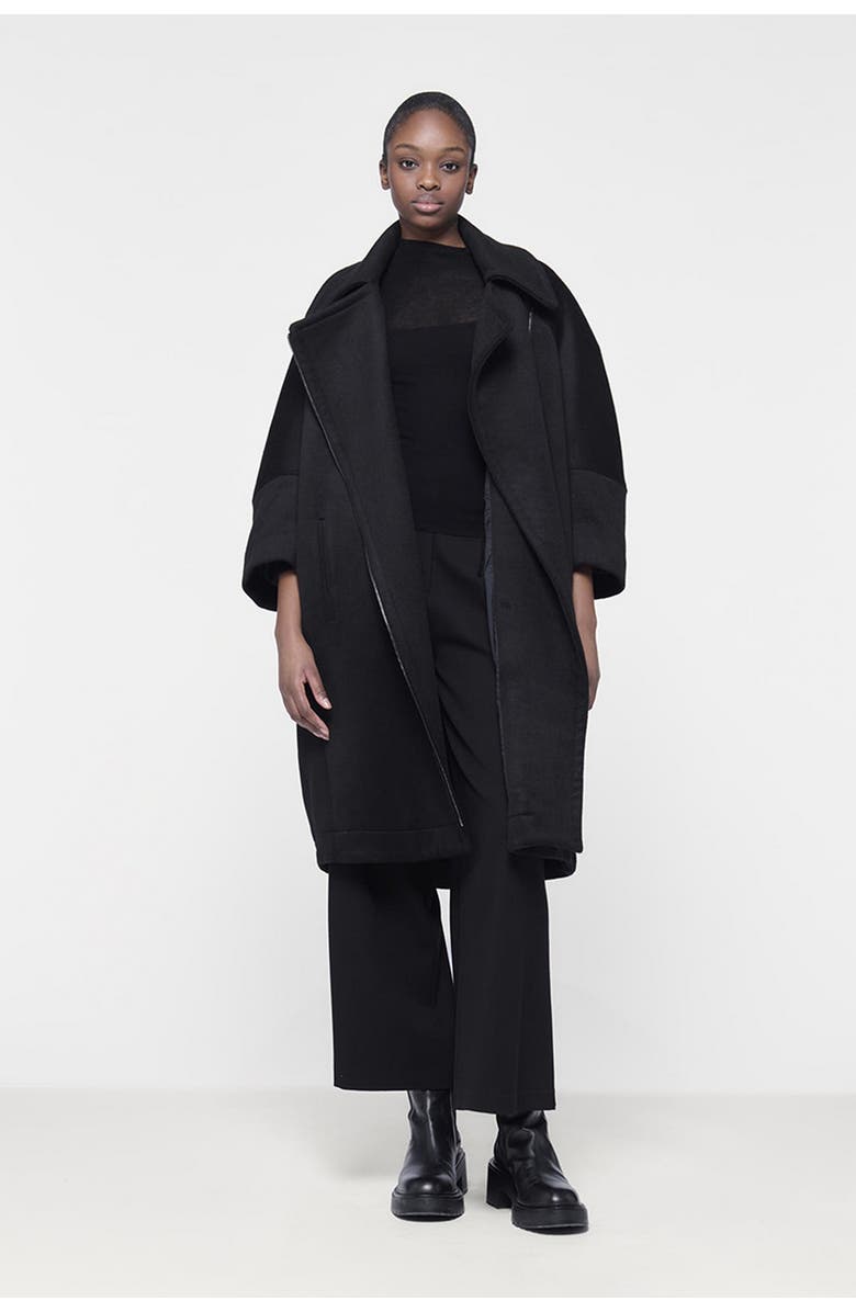 Leem Boxy Biker Coat, Alternate, color, Black