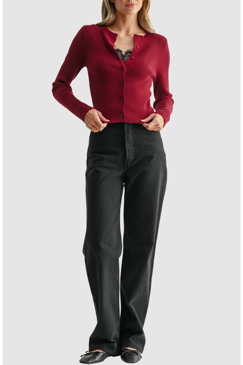 Lace Inset Layered Cardigan, Alternate, color, BURGUNDY BLACK