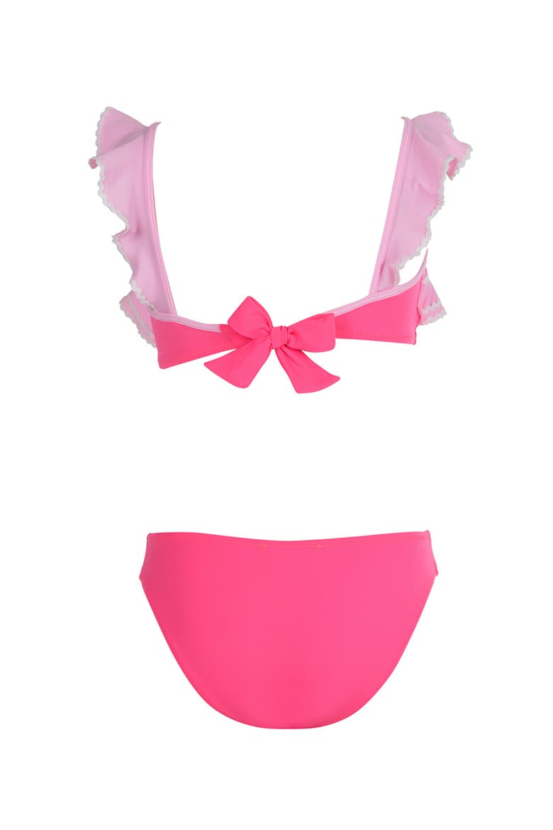 Bandeau Tiered Ruffle Color-Blocked Two-Piece Bikini, Alternate, color, Pink