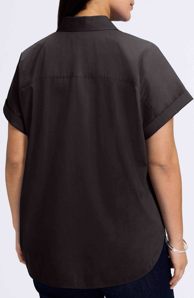 Foxcroft Abigail Short Sleeve Button-Up Shirt, Alternate, color, Black