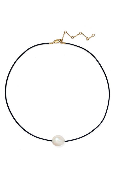 Freshwater Pearl Leather Cord Necklace