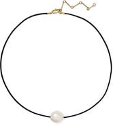 Lady Grey Freshwater Pearl Leather Cord Necklace