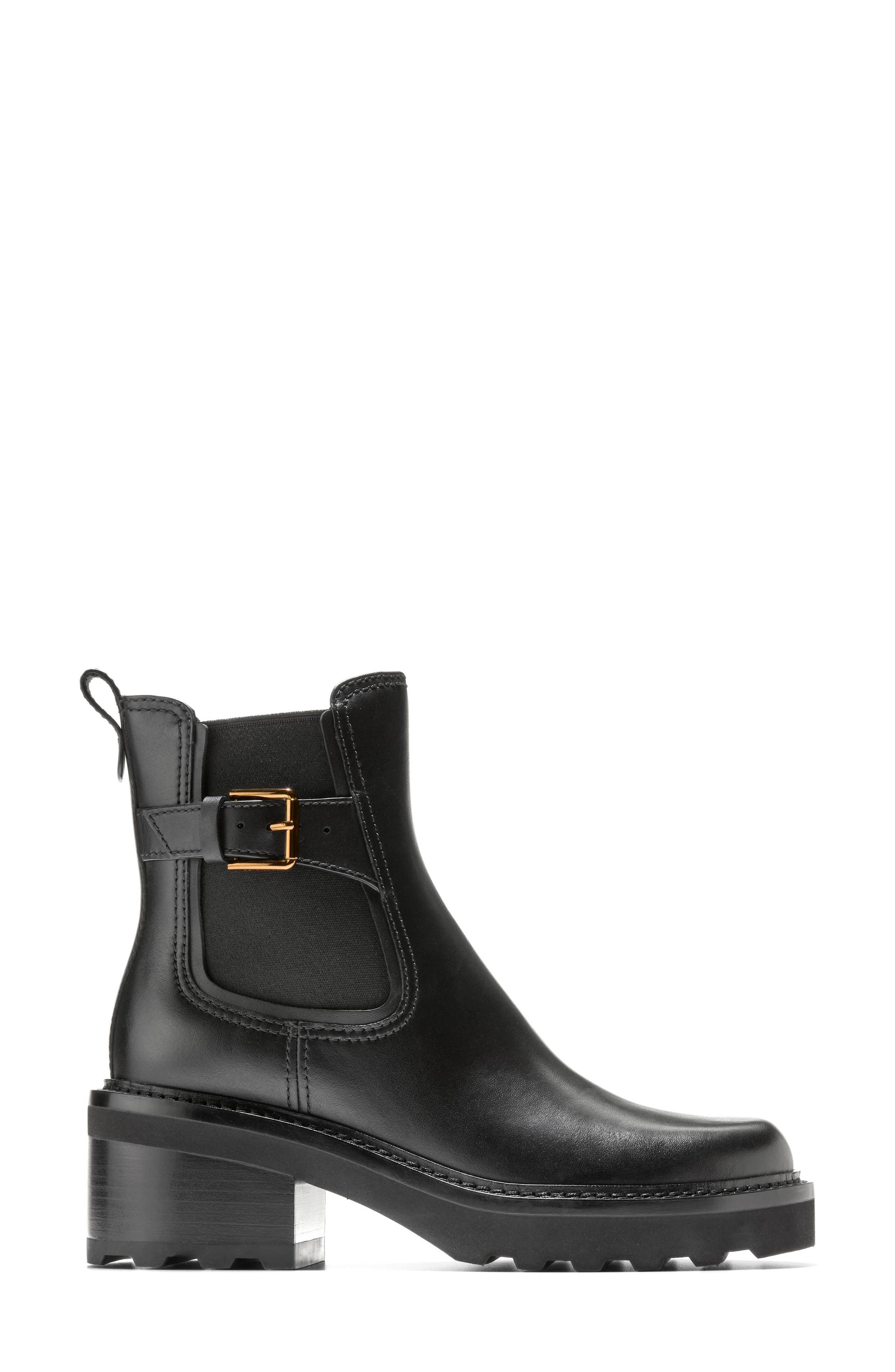 Cole Haan Shibley Waterproof Lug Bootie, Alternate, color, Black Leather