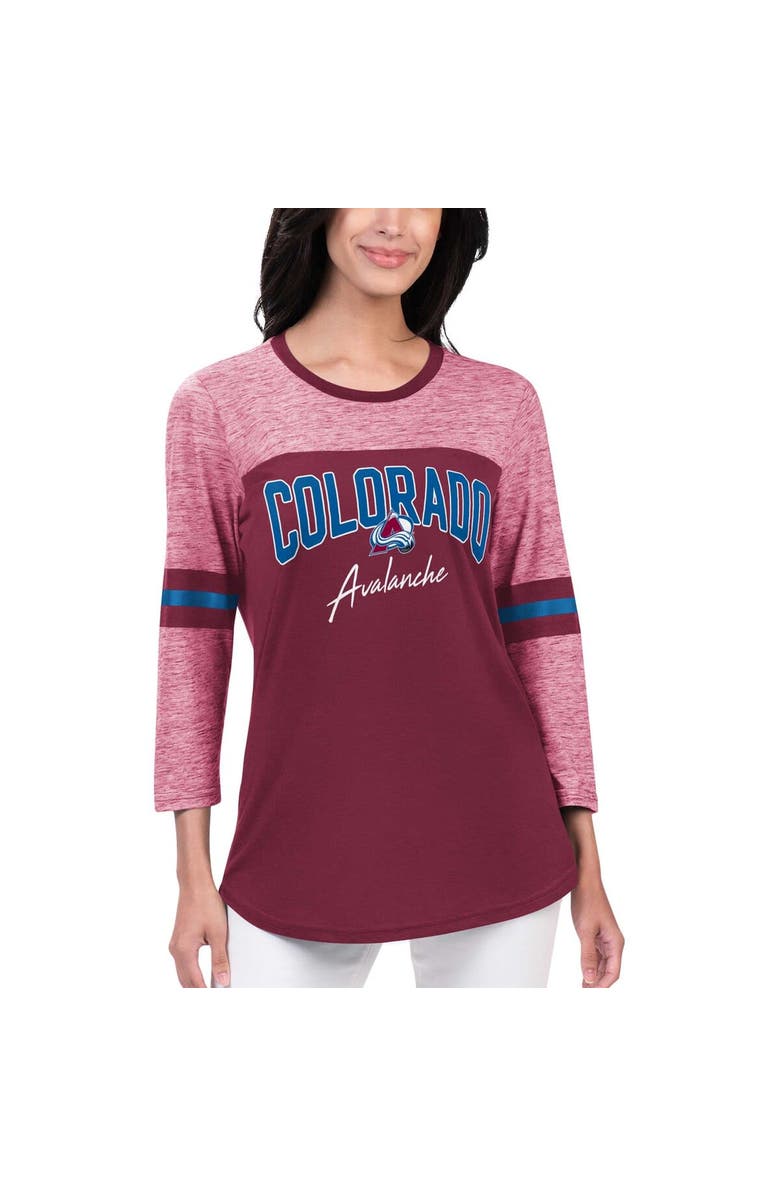 G-III 4HER BY CARL BANKS Women's G-III 4Her by Carl Banks Burgundy Colorado Avalanche Play The Game 3/4-Sleeve T-Shirt, Main, color,