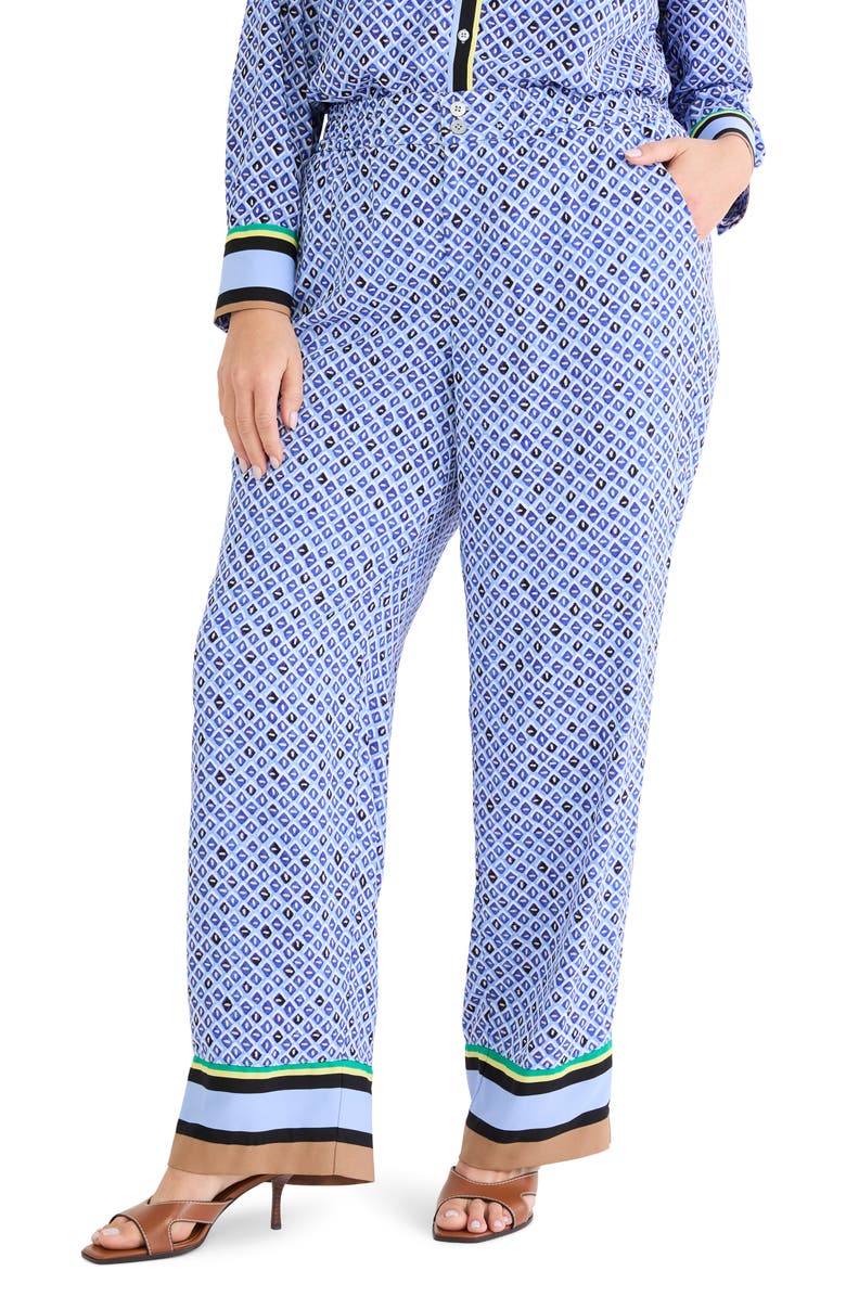 NIC+ZOE Lenox Mosaic Print Wide Leg Pants, Main, color, Blue Multi