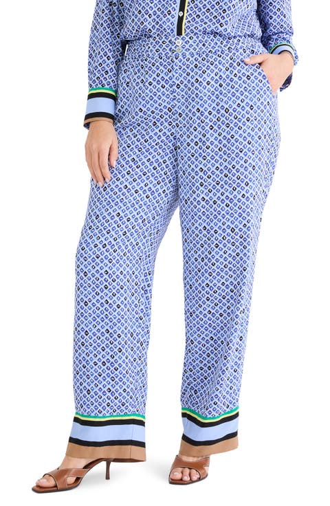 Lenox Mosaic Print Wide Leg Pants (Plus)