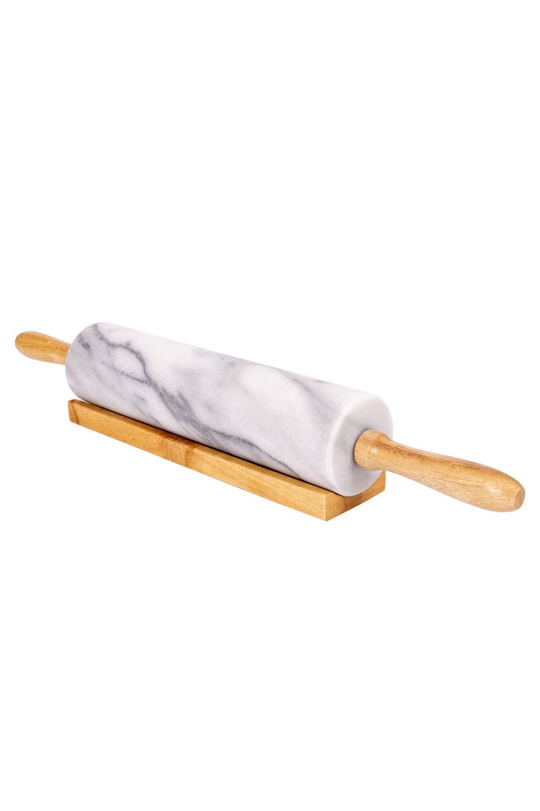 Artifacts Trading Company Marble Rolling Pin With Wooden Handles, Main, color, White Matte