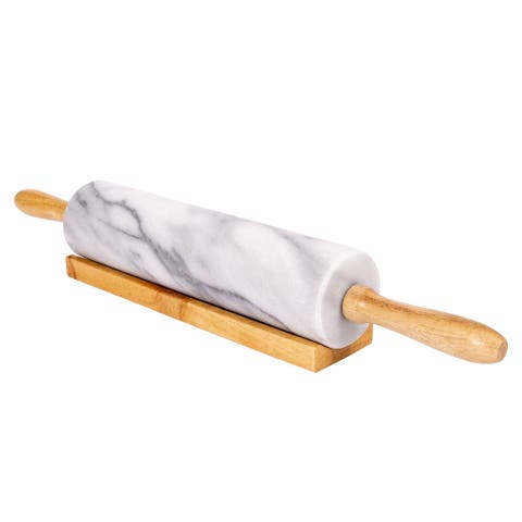 Artifacts Trading Company Marble Rolling Pin With Wooden Handles