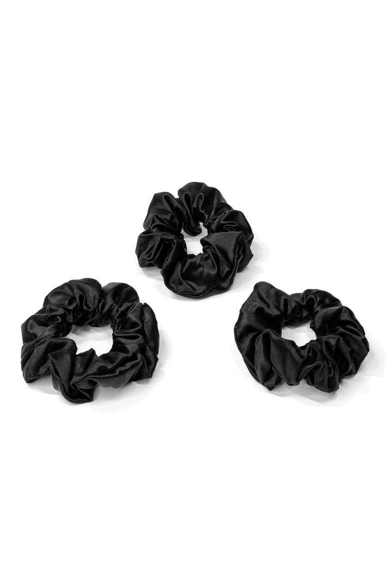 3-Pack Silk Scrunchies, Main, color, BLACK