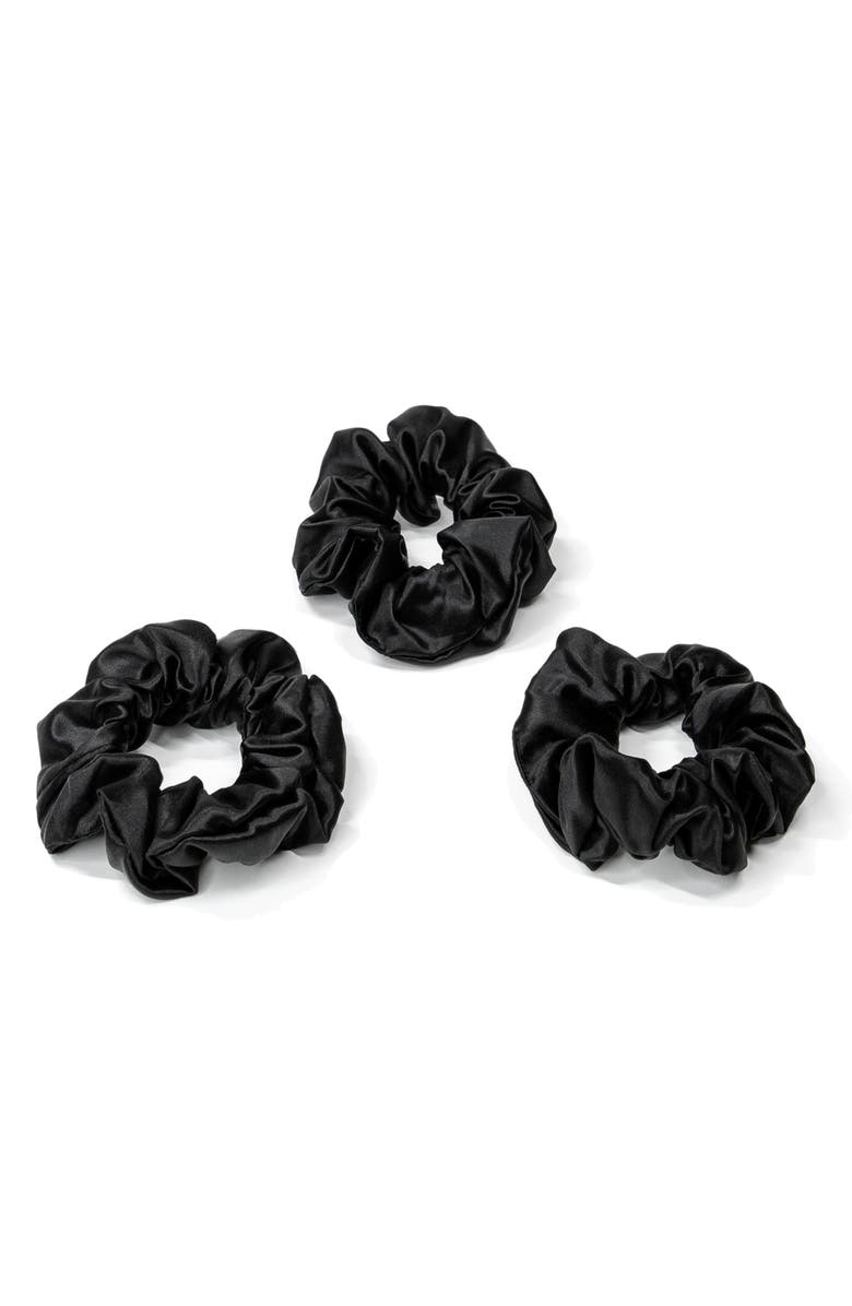BLISSY 3-Pack Silk Scrunchies, Main, color, Black