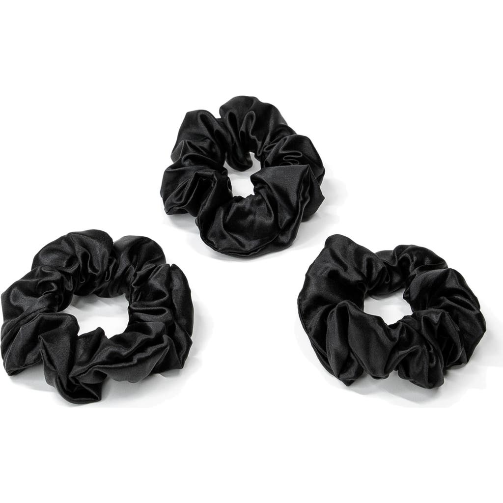 BLISSY 3-Pack Silk Scrunchies in Black  product