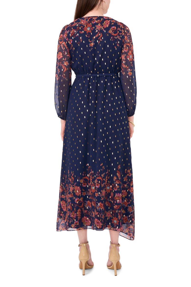 Foil Dot Surplice Maxi Dress, Alternate, color, CLASSIC NAVY