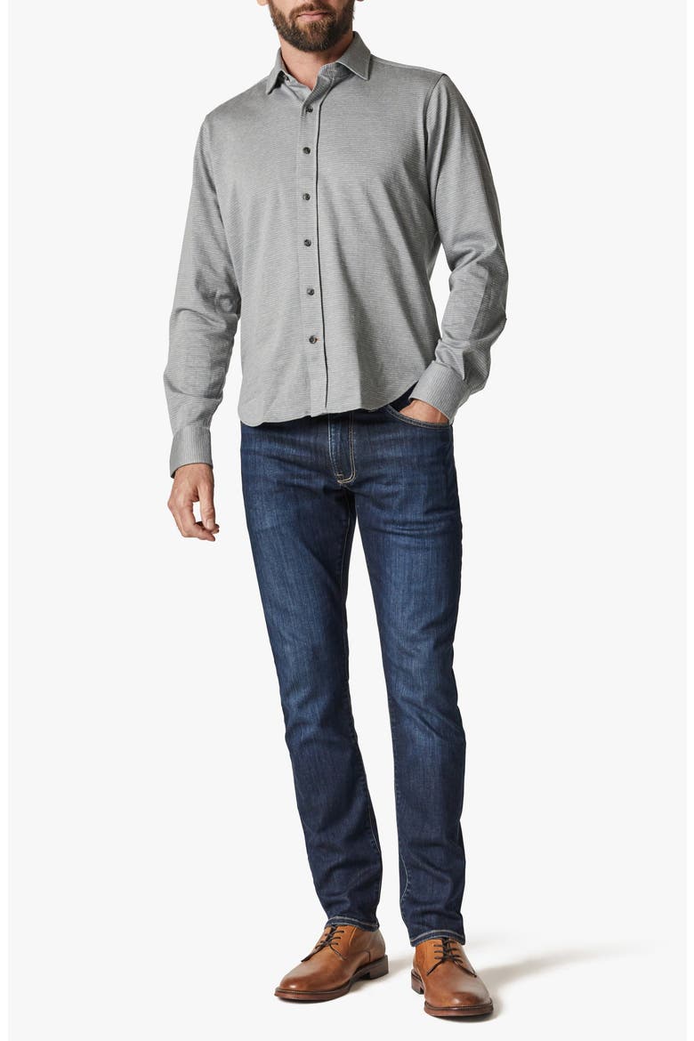 Structured Micropattern Button-Up Shirt, Alternate, color, LT GREY