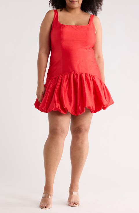 Sleeveless Drop Waist Bubble Hem Dress (Plus)