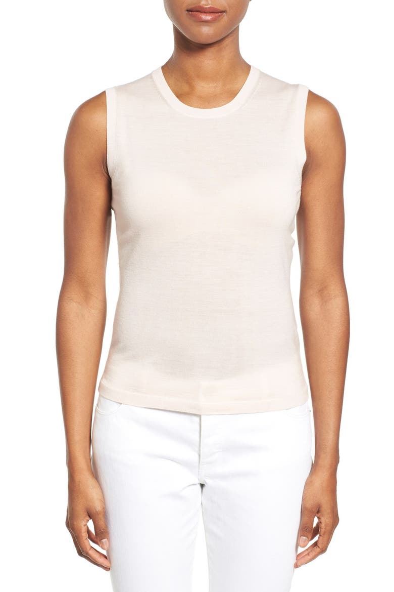 'Furana' Sleeveless Wool Shell, Main, color, PALE ROSE