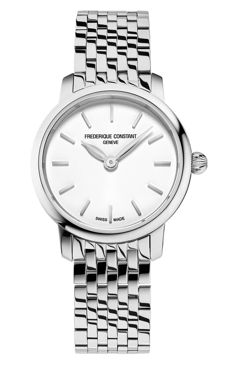 FREDERIQUE CONSTANT Classic Slimline Bracelet Watch, 25mm, Main, color, Silver-Tone