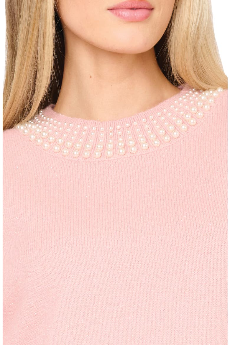 Soirée Imitation Pearl Embellished Sweater, Alternate, color, PINK SMOKE