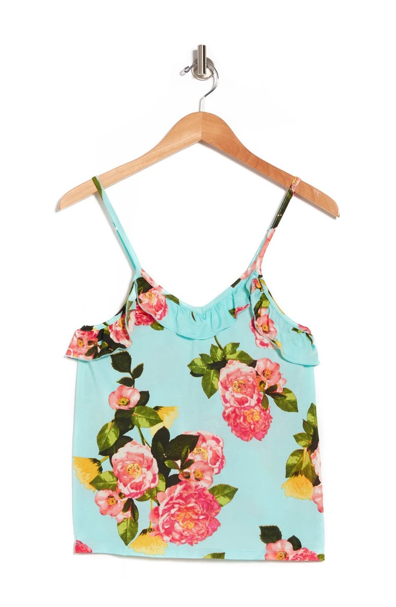 Betsey Johnson Floral Ruffle Trim Sleep Tank, Alternate, color, 