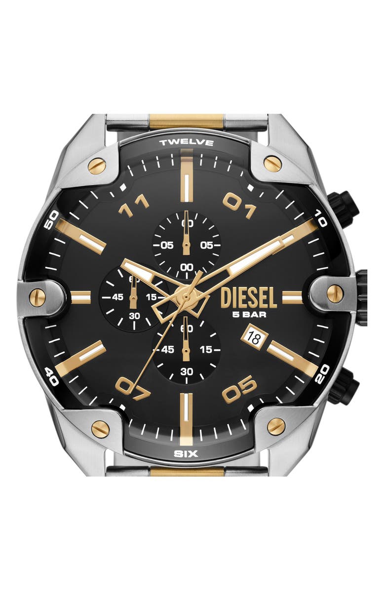 DIESEL<sup>®</sup> Spiked Two-Tone Bracelet Chronograph Watch, 49mm, Alternate, color, 2-Tone