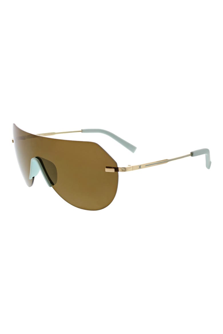 Angled Iconic Shield Sunglasses, Alternate, color, BLUE/ GOLD