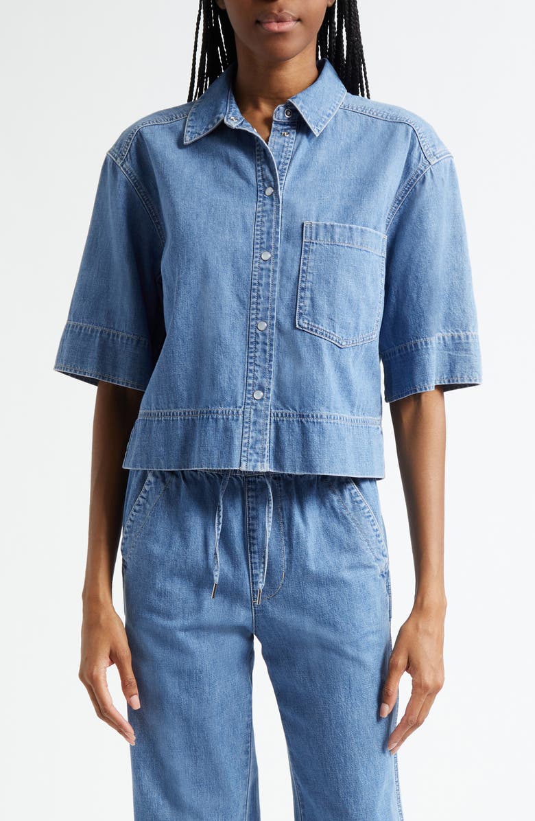 Veronica Beard Spruce Denim Shirt, Main, color, Amethyst Frost