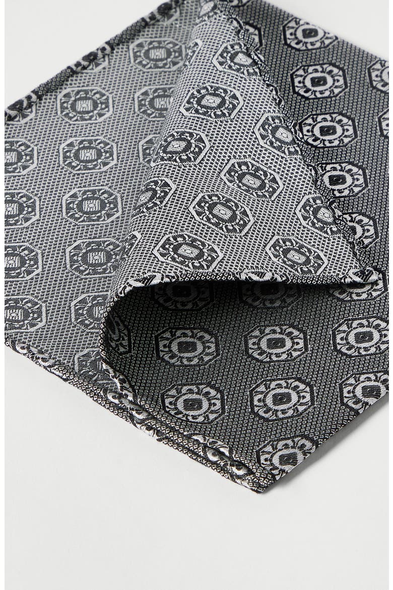 Silk pocket square with medallion design, Alternate, color, Anthracite
