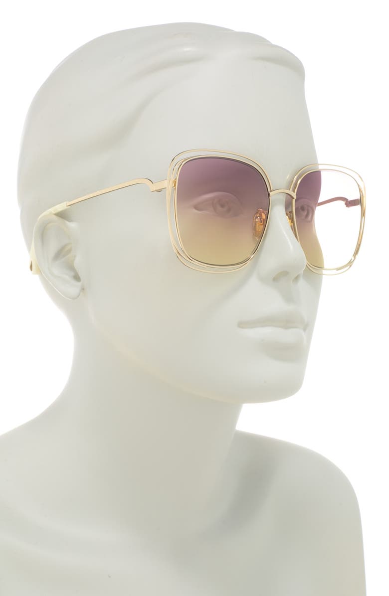 Chloé 53mm Gradient Rectangular Sunglasses, Alternate, color, 