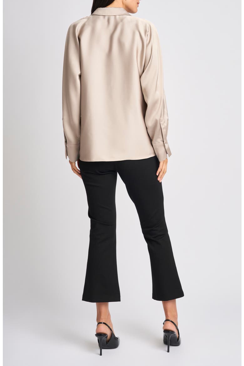 Long Sleeve Button Front Satin Shirt, Alternate, color, PURE CASHMERE