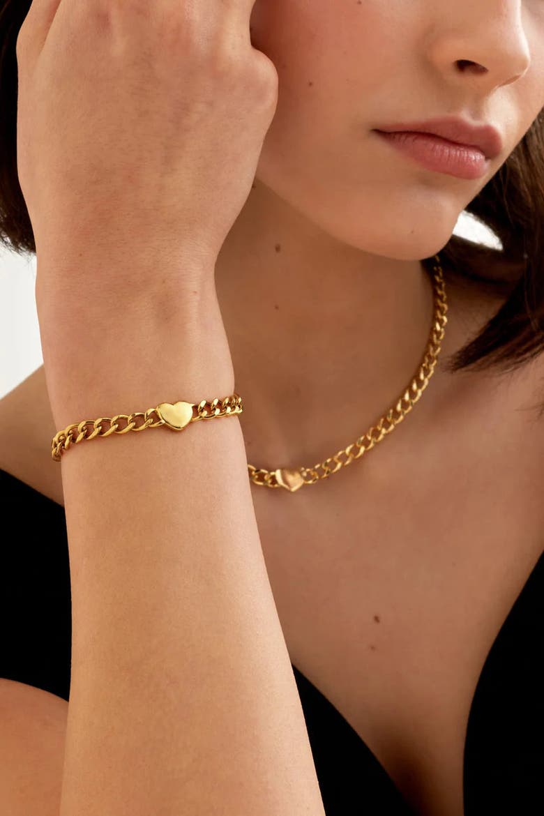 Allure Waterproof Gold Heart Chain Bracelet, Alternate, color, Gold