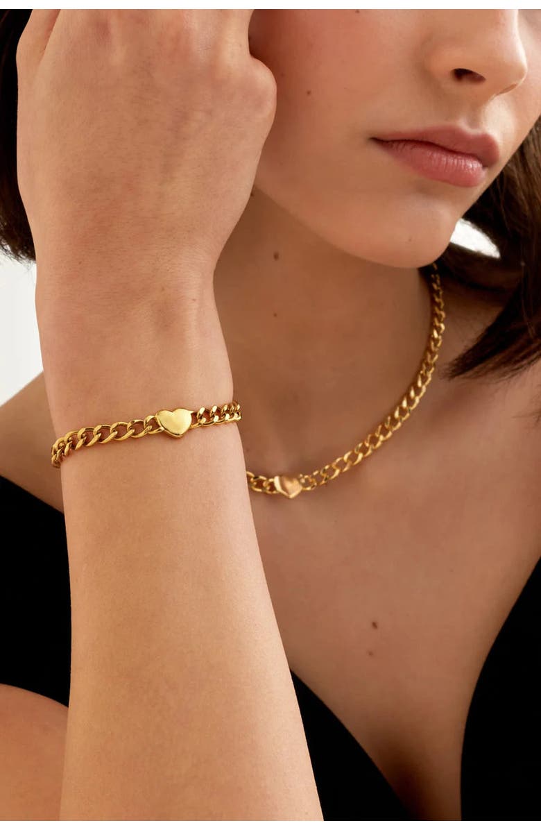 Katie Loxton Allure Waterproof Gold Heart Chain Bracelet, Alternate, color, Gold