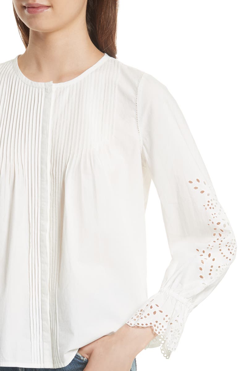 Joie Kalyssa Eyelet Top, Alternate, color, Porcelain