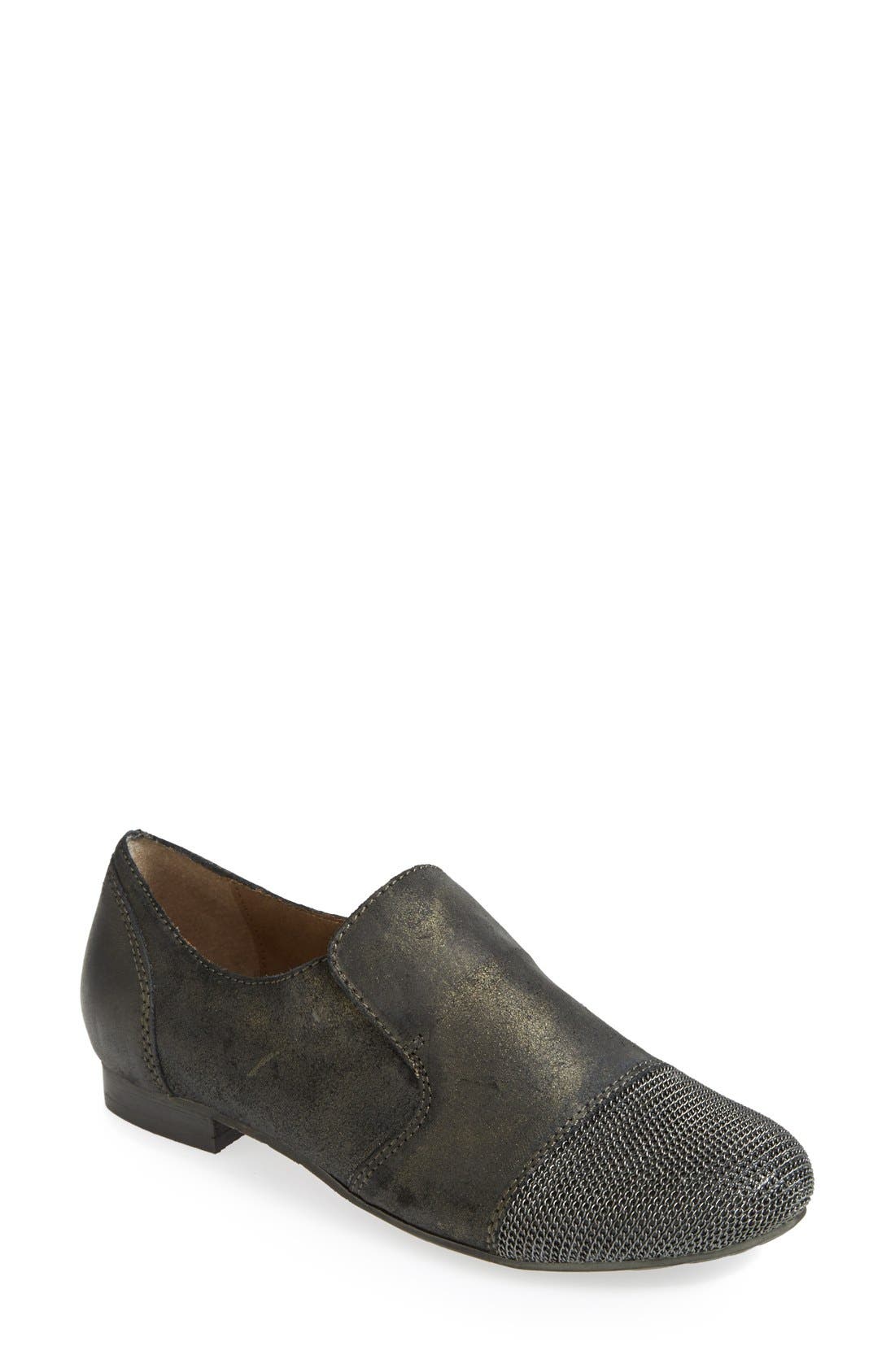 'Union Springs' Chain Toe Loafer, Main, color, BLACK