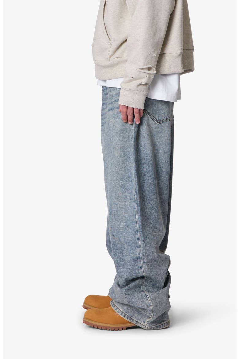 Mega Baggy Waxed Denim Jeans, Alternate, color, MEDIUM BLUE