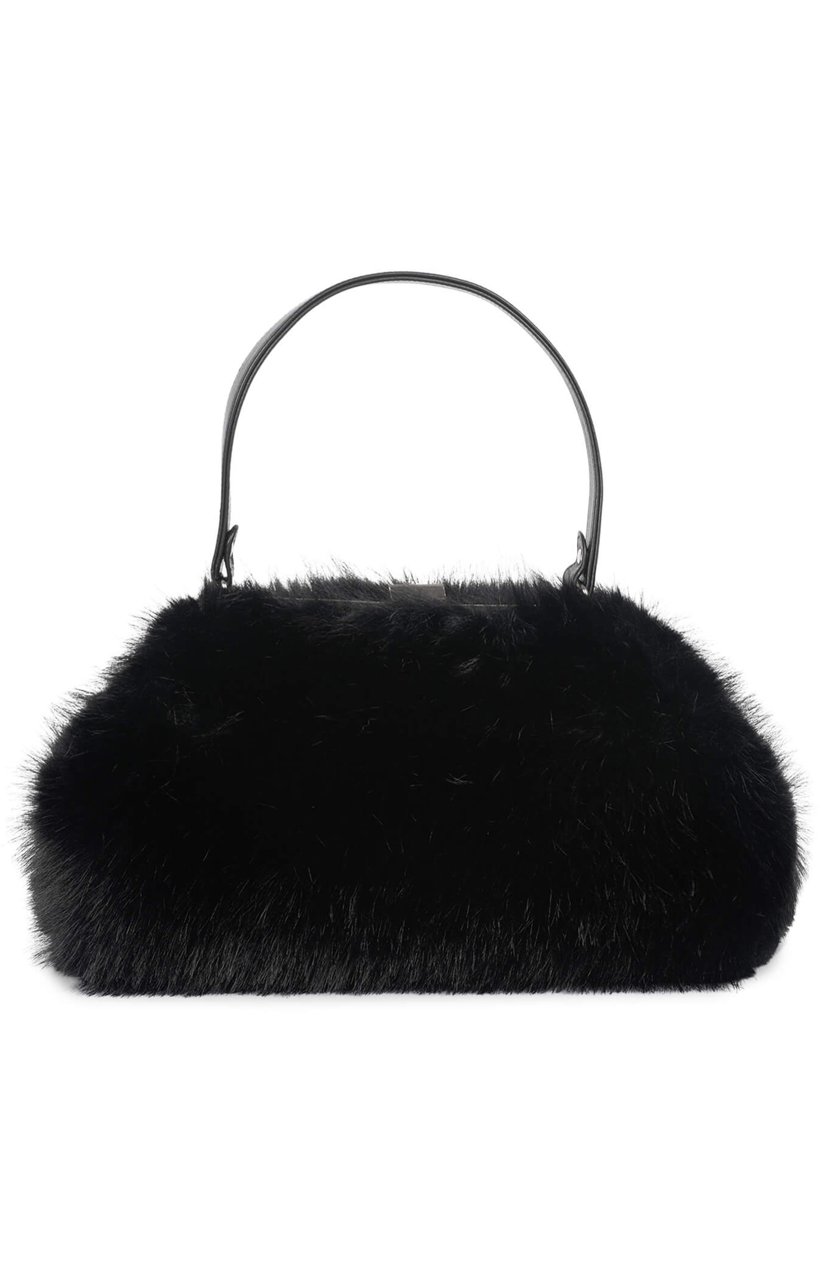 Jeffrey Campbell Gabor Faux Fur Satchel Handbag, Alternate, color, Black Combo