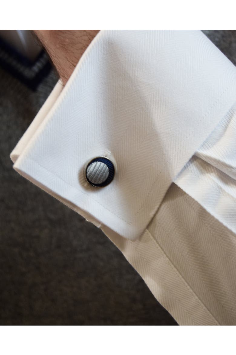 Polka Dot Silk Cufflinks, Alternate, color, Navy