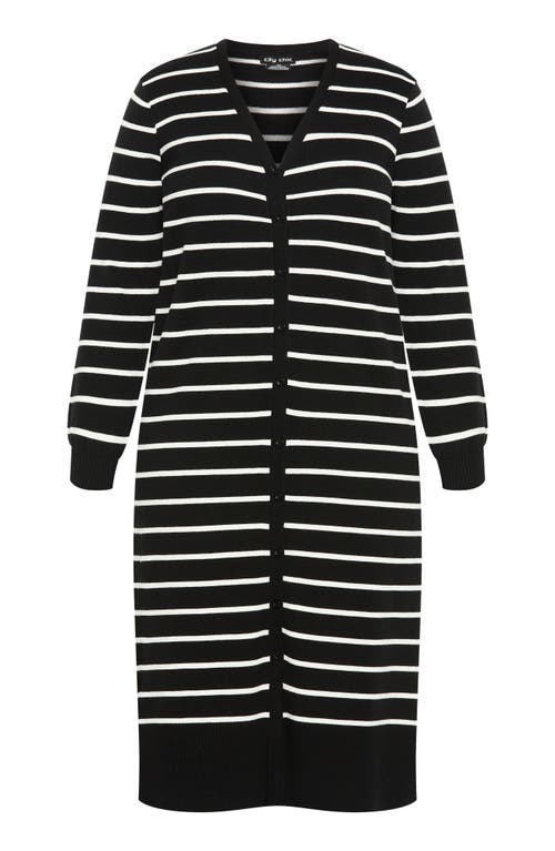 Shop City Chic Josie Stripe Cardigan In Black/white Stripe
