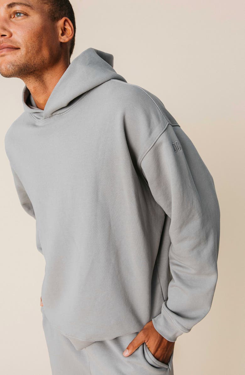 Ocio Men's Organic Cotton Teddy Oversized Hoodie, Alternate, color, Ash