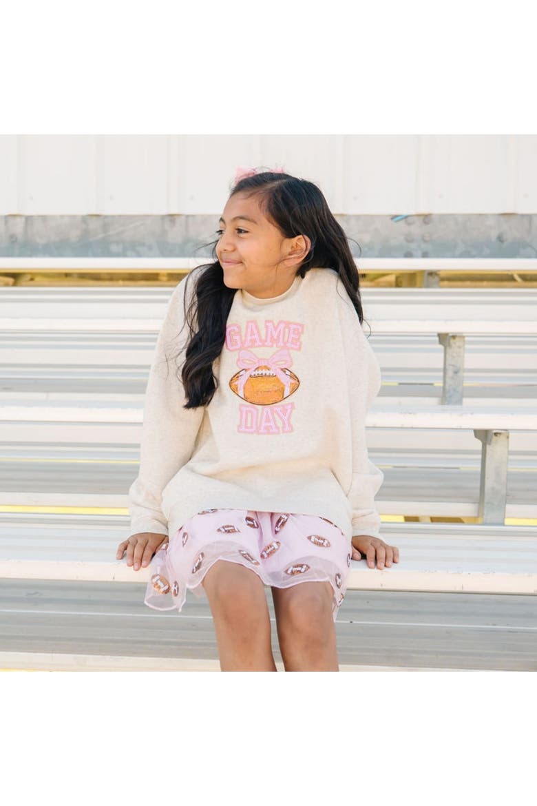 Game Day Sequin Patch Sweatshirt, Alternate, color, Natural Heather